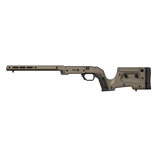 Le châssis XRS MDT pour Tikka T3 LH offre un confort traditionnel, un poids léger, une compatibilité AICS et des options de réglage pour une précision optimale.